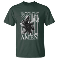 Military Soldier Skull Christian Faith T Shirt The Devil Saw Me With My Head Down And Thought He'd Won