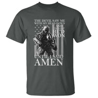 Military Soldier Skull Christian Faith T Shirt The Devil Saw Me With My Head Down And Thought He'd Won