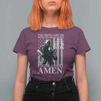 Military Soldier Skull Christian Faith T Shirt For Women The Devil Saw Me With My Head Down And Thought He'd Won