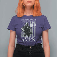 Military Soldier Skull Christian Faith T Shirt For Women The Devil Saw Me With My Head Down And Thought He'd Won