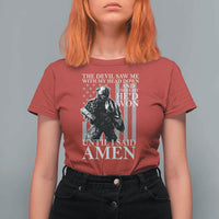 Military Soldier Skull Christian Faith T Shirt For Women The Devil Saw Me With My Head Down And Thought He'd Won