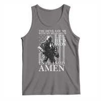 Military Soldier Skull Christian Faith Tank Top The Devil Saw Me With My Head Down And Thought He'd Won