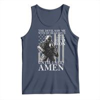Military Soldier Skull Christian Faith Tank Top The Devil Saw Me With My Head Down And Thought He'd Won