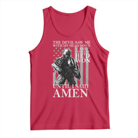 Military Soldier Skull Christian Faith Tank Top The Devil Saw Me With My Head Down And Thought He'd Won