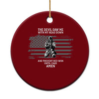 Soldier Skull Christian Faith Quote Ceramic Ornament The Devil Saw Me With My Head Down And Thought He'd Won
