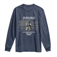 Soldier Skull Christian Faith Quote Long Sleeve Shirt The Devil Saw Me With My Head Down And Thought He'd Won