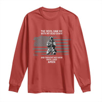 Soldier Skull Christian Faith Quote Long Sleeve Shirt The Devil Saw Me With My Head Down And Thought He'd Won