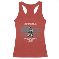 Soldier Skull Christian Faith Quote Racerback Tank Top The Devil Saw Me With My Head Down And Thought He'd Won