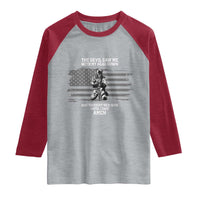 Soldier Skull Christian Faith Quote Raglan Shirt The Devil Saw Me With My Head Down And Thought He'd Won