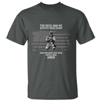 Soldier Skull Christian Faith Quote T Shirt The Devil Saw Me With My Head Down And Thought He'd Won