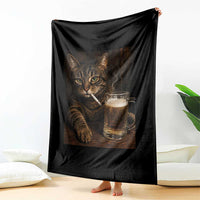 Funny Smoking Cat Throw Blanket Cigarette Kitty Beer Lover
