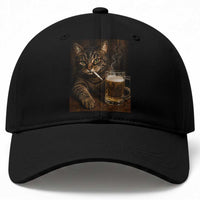 Funny Smoking Cat Baseball Cap Cigarette Kitty Beer Lover