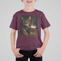 Funny Smoking Cat T Shirt For Kid Cigarette Kitty Beer Lover