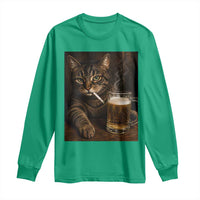 Funny Smoking Cat Long Sleeve Shirt Cigarette Kitty Beer Lover