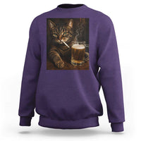 Funny Smoking Cat Sweatshirt Cigarette Kitty Beer Lover