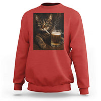 Funny Smoking Cat Sweatshirt Cigarette Kitty Beer Lover