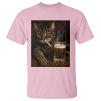 Funny Smoking Cat T Shirt Cigarette Kitty Beer Lover