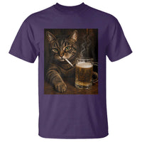Funny Smoking Cat T Shirt Cigarette Kitty Beer Lover
