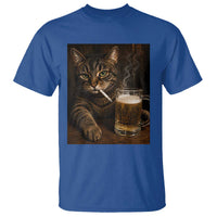 Funny Smoking Cat T Shirt Cigarette Kitty Beer Lover