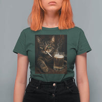 Funny Smoking Cat T Shirt For Women Cigarette Kitty Beer Lover