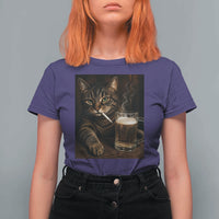 Funny Smoking Cat T Shirt For Women Cigarette Kitty Beer Lover