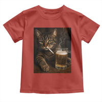 Funny Smoking Cat Toddler T Shirt Cigarette Kitty Beer Lover