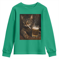 Funny Smoking Cat Youth Sweatshirt Cigarette Kitty Beer Lover