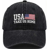 Patriotic USA Soccer Fan Washed Cotton Baseball Cap Take Us Home Game Day