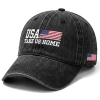 Patriotic USA Soccer Fan Washed Cotton Baseball Cap Take Us Home Game Day