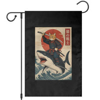 Funny Samurai Cat Riding Shark Garden Flag Vintage Japanese Ukiyoe