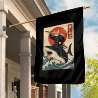 Funny Samurai Cat Riding Shark Garden Flag Vintage Japanese Ukiyoe