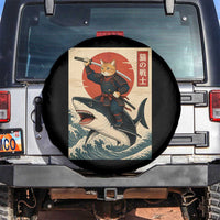 Funny Samurai Cat Riding Shark Spare Tire Cover Vintage Japanese Ukiyoe