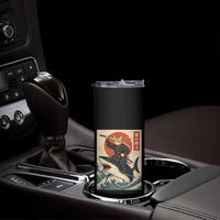Funny Samurai Cat Riding Shark Skinny Tumbler Vintage Japanese Ukiyoe