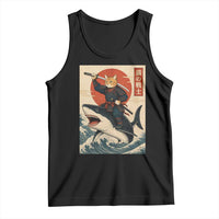 Funny Samurai Cat Riding Shark Tank Top Vintage Japanese Ukiyoe