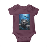 Funny Scuba Diving Cat Selfie With Hammerhead Shark Baby Onesie