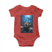 Funny Scuba Diving Cat Selfie With Hammerhead Shark Baby Onesie