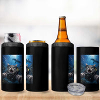Funny Scuba Diving Cat Selfie With Hammerhead Shark 4 in 1 Can Cooler Tumbler