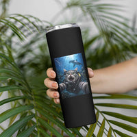 Funny Scuba Diving Cat Selfie With Hammerhead Shark Skinny Tumbler
