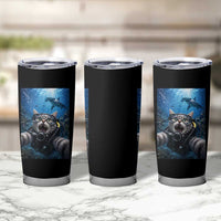 Funny Scuba Diving Cat Selfie With Hammerhead Shark Tumbler Cup