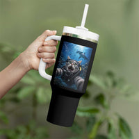 Funny Scuba Diving Cat Selfie With Hammerhead Shark Tumbler With Handle