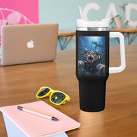 Funny Scuba Diving Cat Selfie With Hammerhead Shark Tumbler With Handle