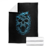 Vintage Great White Shark Skull Throw Blanket Deep Sea Horror Art