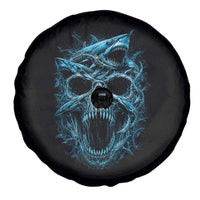Vintage Great White Shark Skull Spare Tire Cover Deep Sea Horror Art