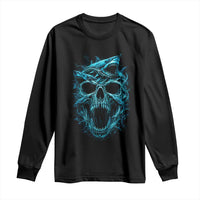 Vintage Great White Shark Skull Long Sleeve Shirt Deep Sea Horror Art