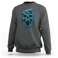 Vintage Great White Shark Skull Sweatshirt Deep Sea Horror Art