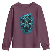 Vintage Great White Shark Skull Youth Sweatshirt Deep Sea Horror Art