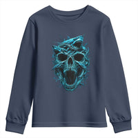 Vintage Great White Shark Skull Youth Sweatshirt Deep Sea Horror Art