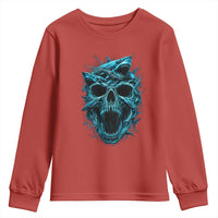 Vintage Great White Shark Skull Youth Sweatshirt Deep Sea Horror Art