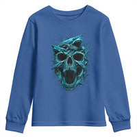 Vintage Great White Shark Skull Youth Sweatshirt Deep Sea Horror Art