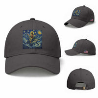 Funny Christian Jesus Riding Hammerhead Shark Baseball Cap Starry Night Inspired Art